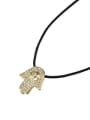 thumb Brass Cubic Zirconia Leather Religious Vintage Necklace 2