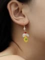 thumb Brass Synthetic Crystal Flower Cute Pure handmade Weave Earring 1