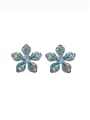 thumb Zinc Alloy Glass Stone Flower Luxury Cluster Earring 2