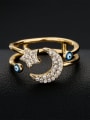 thumb Brass Cubic Zirconia Moon Vintage Stackable Ring 2