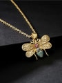 thumb Brass Cubic Zirconia Trend  Bee Pendant Necklace 1