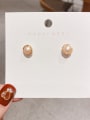 thumb Copper Alloy Freshwater Pearl Round Dainty Stud Earring 0