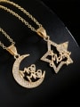 thumb Brass Cubic Zirconia Star Moon  Vintage Letter  Necklace 0