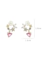 thumb Brass Cubic Zirconia Heart Cute Cluster Earring 2