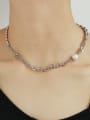 thumb Brass Imitation Pearl Hollow Geometric Chain Vintage Necklace 2
