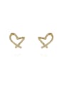 thumb Copper Cubic Zirconia Heart Minimalist Stud Trend Korean Fashion Earring 0