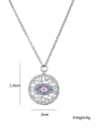 thumb Brass Cubic Zirconia Evil Eye Vintage Hollow Round Pendant Necklace 2