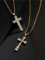 thumb Brass Cubic Zirconia Vintage Cross  Pendant Necklace 3