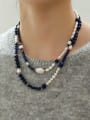 thumb Brass Freshwater Pearl Irregular Vintage Beaded Necklace 1