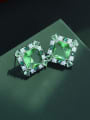 thumb Brass Cubic Zirconia Square Luxury Cluster Earring 1