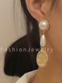 thumb Brass Freshwater Pearl Geometric Vintage Drop Trend Korean Fashion Earring 1