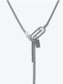 thumb Titanium Steel Imitation Pearl Tassel Hip Hop Tassel Necklace 2