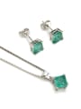 thumb Brass Square Cubic Zirconia Earring and Necklace Set 2