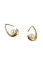 thumb Brass Imitation Pearl Water Drop Minimalist Stud Earring 2