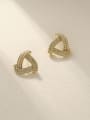 thumb Brass Cubic Zirconia Triangle Minimalist Stud Trend Korean Fashion Earring 2