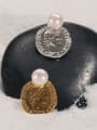 thumb Brass Imitation Pearl Coin Vintage Drop Earring 2