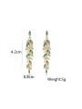 thumb Brass Cubic Zirconia Leaf Dainty Drop Earring 2
