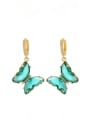thumb Brass Glass Stone Multi Color Butterfly Minimalist Huggie Earring 2