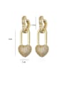thumb Brass Cubic Zirconia Heart Vintage Huggie Earring 4