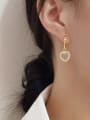 thumb Brass Glass Stone Heart Minimalist Huggie Earring 1