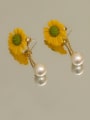 thumb Brass Resin Flower Vintage Drop Trend Korean Fashion Earring 3