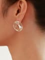 thumb Hand  Glass  Clear Round Shape Minimalist Single Earring( Single-Only One) 1
