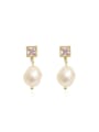 thumb Copper Imitation Pearl Geometric Dainty Drop Trend Korean Fashion Earring 3