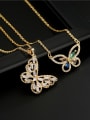 thumb Brass Cubic Zirconia Vintage Butterfly  Pendant Necklace 1