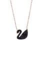 thumb Brass Cubic Zirconia Swan Swan Pendant Necklace 4