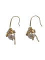 thumb Brass Imitation Pearl Irregular Minimalist Hook Earring 4