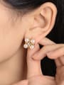 thumb Brass Imitation Pearl Flower Vintage Stud Earring 2