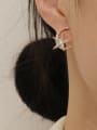 thumb Brass Cubic Zirconia Moon Minimalist Stud Trend Korean Fashion Earring 1