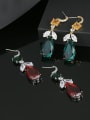 thumb Brass Cubic Zirconia Water Drop Luxury Cluster Earring 0