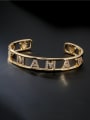 thumb Brass Cubic Zirconia Letter Vintage Cuff Bangle 3