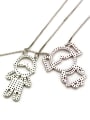 thumb Brass Cubic Zirconia  girl and boy  Cute Initials Necklace 4