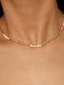 thumb Brass Freshwater Pearl Geometric Vintage Necklace 1