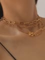 thumb Brass Hollow Geometric Chain Vintage Necklace 1