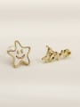 thumb Brass Enamel Cute Asymmetrical star letters  Stud Trend Korean Fashion Earring 3