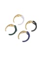 thumb Brass Enamel Geometric Minimalist Band Ring 0