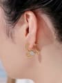 thumb Brass Cubic Zirconia Heart Vintage Stud Earring 1