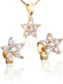 thumb Brass Cubic Zirconia Dainty Star  Earring and Necklace Set 0