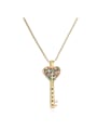 thumb Brass Cubic Zirconia Key Vintage Necklace 0