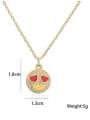 thumb Brass Cubic Zirconia  Vintage Enamel Smiley Pendant Necklace 3