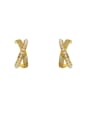 thumb Brass Imitation Pearl Cross Minimalist Stud Earring 3