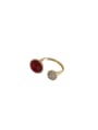 thumb Brass Cubic Zirconia Red Ball Trend Band Ring 0