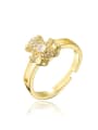 thumb Brass Cubic Zirconia Bear Cute Stackable Ring 0