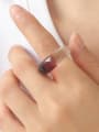 thumb Hand Glass  Clear Round Minimalist Band Ring 1