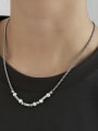 thumb Titanium Steel Imitation Pearl Tassel Minimalist Lariat Necklace 1