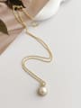 thumb Brass Freshwater Pearl Round Dainty Necklace 0