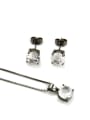 thumb Brass Round Cubic Zirconia Earring and Necklace Set 4